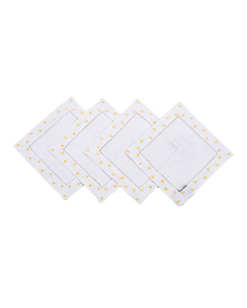 Perennially Polka Cocktail Napkin - Yellow