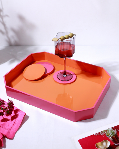 Tangerine Tray & Coasters Set of 4