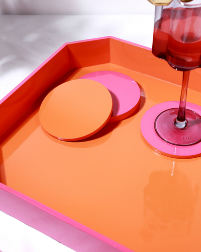 Tangerine Tray & Coasters Set of 4