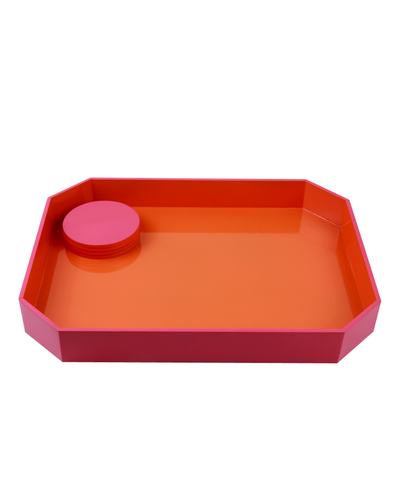 Tangerine Tray & Coasters Set of 4