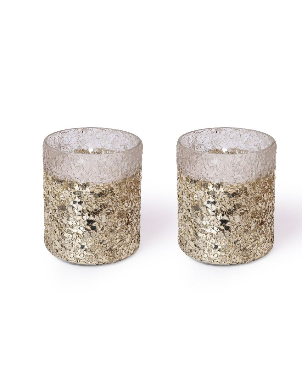 Crystal Mosaic Scented Wax Votive Candle- Big - Set of 2