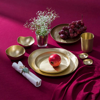 Glaze Brass Dinner Set - Set Of 7