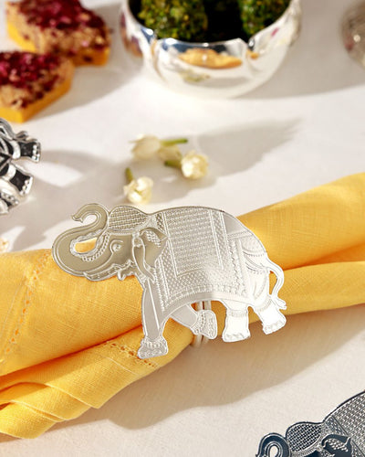 Gilded Heritage Elephant Napkin Ring Set of 4